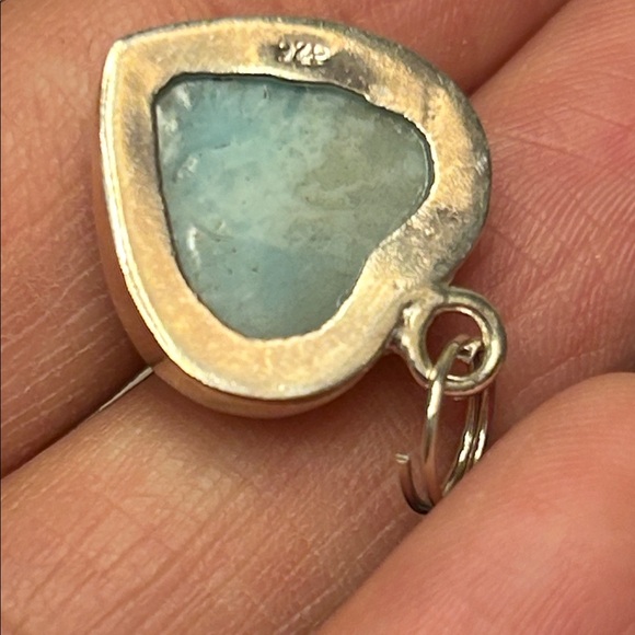 NWT Larimar Heart Shaped Sterling Silver .925 Pendant * - Picture 3 of 4